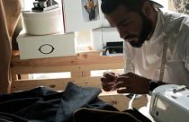 Fahad Al Obaidly designing his menswear collection in Doha, Qatar.