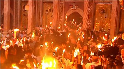 Orthodox Christians celebrate Holy Fire ceremony at the Holy Sepulchre Church