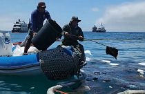 Operações de limpeza das águas nas Galápagos