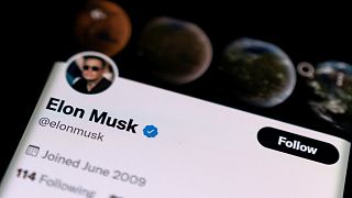 Elon Musk's twitter account is seen on a smartphone in this photo illustration taken, April 15, 2022.
