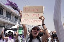 Manifestación contra los feminicidios en México, en Ciudad de México.