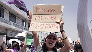 Manifestación contra los feminicidios en México, en Ciudad de México.