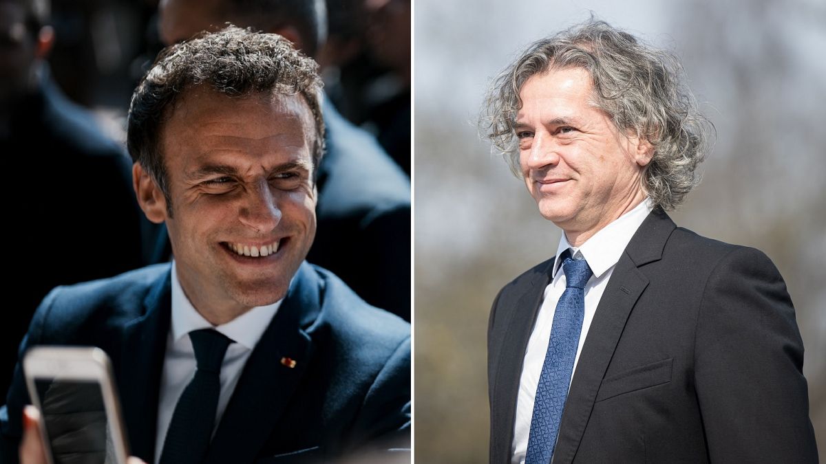 France's Emmanuel Macron on April 24, 2022 and Robert Golob on March 19, 2022.