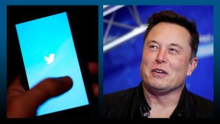 A g. : icône du réseau social Twitter // A dr. : le milliardaire Elon Musk 01/12/2022