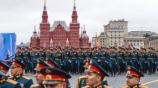 Katonák a Vörös téren tavaly május 9-én, a Győzelem napi hagyományos parádén