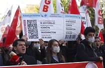 Proteste für die Freilassung Kavalas in Istanbul am 25. Oktober 2021