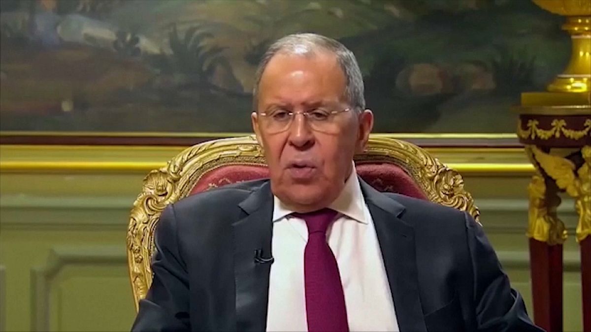 El ministro de Exteriores ruso, Seguéi Lavrov, durante la entrevista
