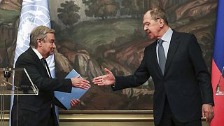 Il Segretario generale dell'Onu Antonio Guterres e il ministro degli Esteri russo Serghei Lavrov