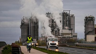 A view of Evonik chemical plant, in Wesseling, near Cologne, Germany.