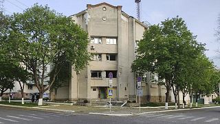 Das zerstörte Gebäude des Ministeriums für Staatssicherheit in Tiraspol, Transnistrien