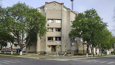 The damaged Ministry of State Security, in Tiraspol, capital of Moldova's breakaway Transnistria region, a disputed territory unrecognised internationally, April 25, 2022.