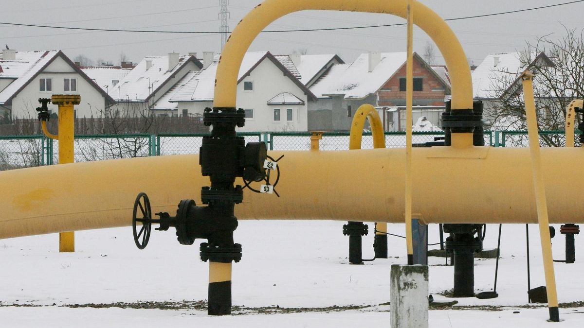 FILE - Natural gas pumping station for gas imported from Russia, in Rebelszczyzna, near Warsaw, Poland. 