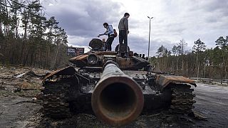 Megsemmisült orosz tank Ukrajnában