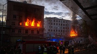 Immeuble détruit par un bombardement à Kyiv