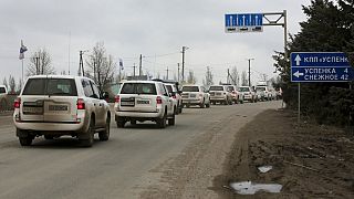 Ein OSZE-Konvoi in der Oblast Donezk am 1. März 2022