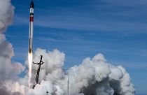 The Electron rocket blasts off for its "There And Back Again" mission from its launch pad on the Mahia Peninsula, New Zealand, Tuesday, May 3, 2022.