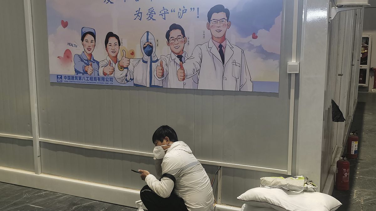 Provisorischen Krankenhauses für Corona-Infizierte in einem Kongresszentrum in Schanghai