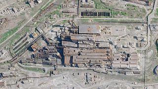 Cette image satellite de Planet Labs PBC montre les dégâts des bombardements russes sur l'aciérie Azovstal à Marioupol, en Ukraine, dimanche 1er mai 2022. 