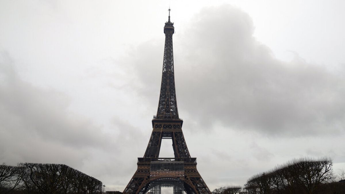the Eiffel Tower in Paris, France, Tuesday, March 15, 2022.