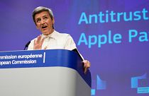 European Commissioner for Europe fit for the Digital Age Margrethe Vestager speaks during a media conference at EU headquarters in Brussels, Monday, May 2, 2022.