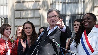French leftist party head Jean-Luc Melenchon delivers a speech, during the annual May Day (Labour Day), in Paris on 1 May, 2022.