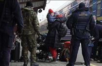 Refugiados ucranianos en la estación central de Varsovia, Polonia