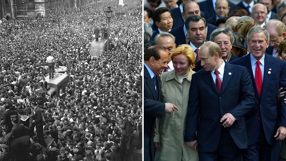 Celebración del Día de la Victoria en Londres en 1945 y 60 años después en Moscú
