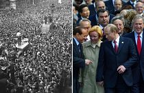 Celebration of Victory Day in London in 1945 and 60 years later in Moscow
