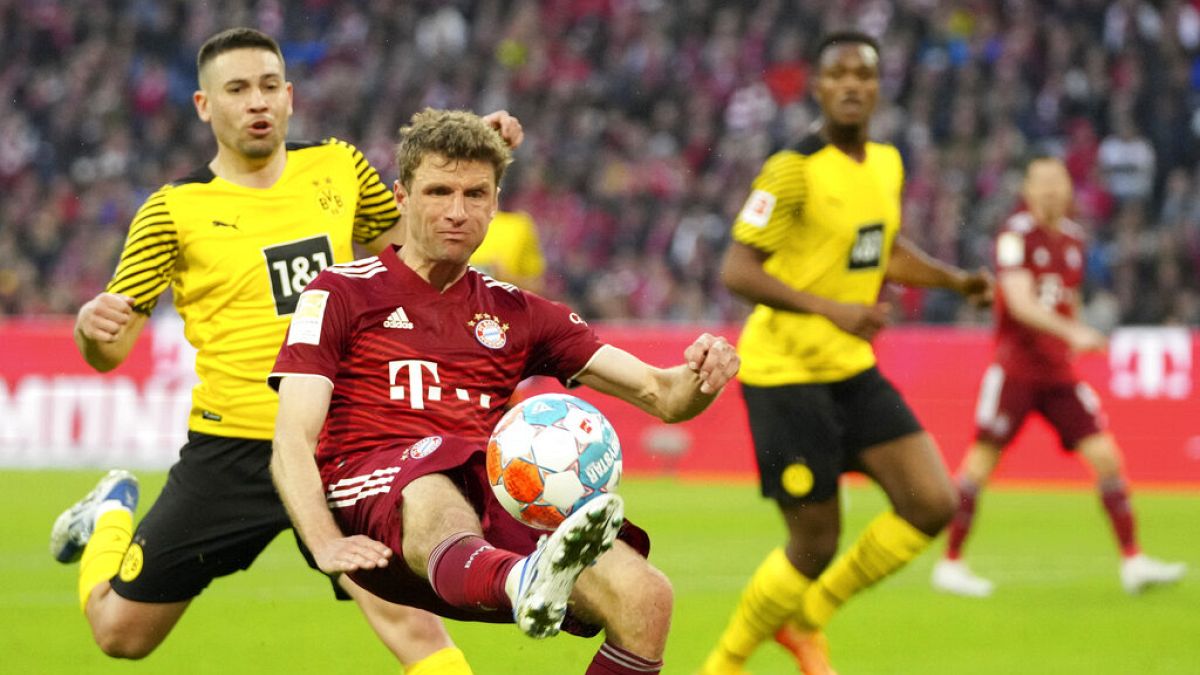 Thomas Müller beim Ligaspiel gegen den BVB am 23.04.22