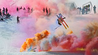 Snowsports stars let loose with flares in incredible display of skill and colour