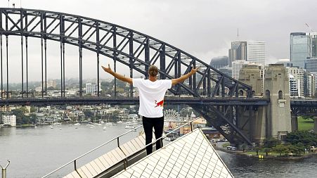 Dominic Di Tommaso enjoys the view from the Sydney Opera House