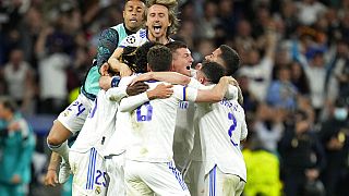 "Реал Мадрид" празднует победу над "Манчестер Сити" и выход в финал Лиги Чемпионов. 4 мая, 2022 года.