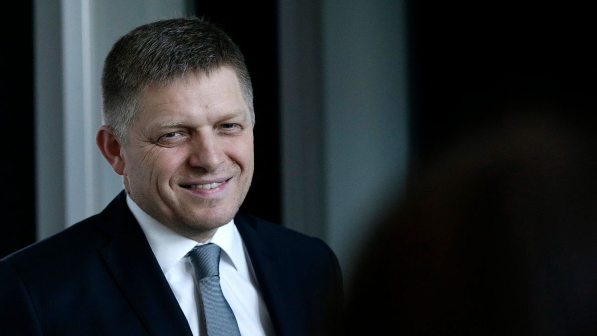 Robert Fico, the then chairman of the SMER-Social Democracy, smiles after a TV debate after Slovakia's general elections in Bratislava, Slovakia.