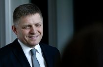 Robert Fico, the then chairman of the SMER-Social Democracy, smiles after a TV debate after Slovakia's general elections in Bratislava, Slovakia.