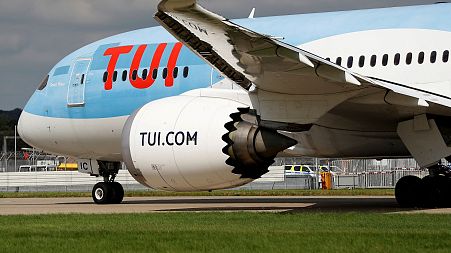 A Tui plane taxis on the runway