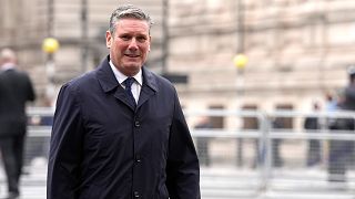 Britain's Leader of the opposition Labour Party Keir Starmer arrives to attend a Service of Thanksgiving for the life of Prince Philip, Duke of Edinburgh at Westminster Abbey.