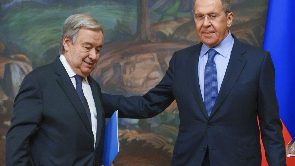 Szergej Lavrov orosz külügyminiszter fogadja az ENSZ főtitkárt, Antonmio Guterrest