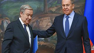 Szergej Lavrov orosz külügyminiszter fogadja az ENSZ főtitkárt, Antonmio Guterrest