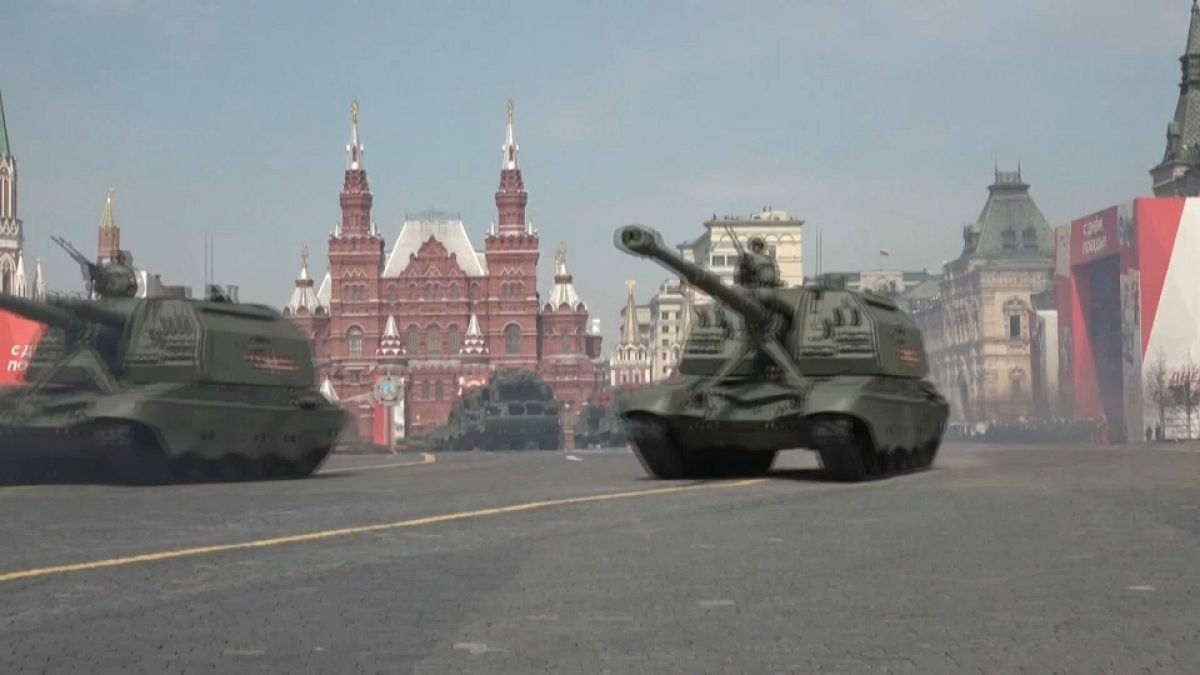 Russian tanks prepare for Victory Day parade in Moscow
