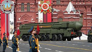Ракетный комплекс  РС-24 "Ярс" на Красной площади во время репетиции Парада Победы. 7 мая, 2022 г.