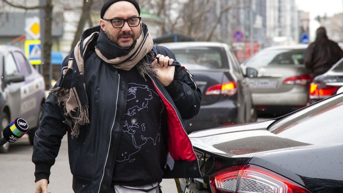 FILE - In this Friday, April 12, 2019 file photo, Russian theatre and film director Kirill Serebrennikov walks to attend a court hearing in Moscow, Russia.