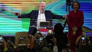 Экс-президент Бразилии Лула да Силва на митинге, посвящённом запуску его предвыборной кампании, 7 мая 2022 г.