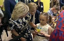 US First Lady Jill Biden meets Ukrainian children in Romania
