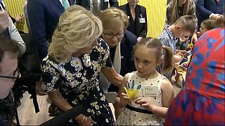 US First Lady Jill Biden meets Ukrainian children in Romania