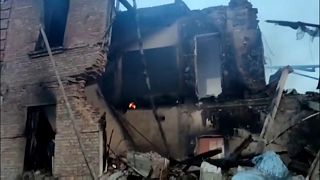 Lebombázott iskola Bilohorivkában