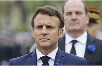 El presidente francés, Emmanuel Macron, en la conmemoración del 8 de Mayo.