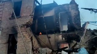 Escuela bombardeada en la provincia de Lugansk, en el este de Ucrania