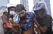 Heurts lors d'une manifestation à Colombo, capitale du Sri-Lanka, le 09/05/2022