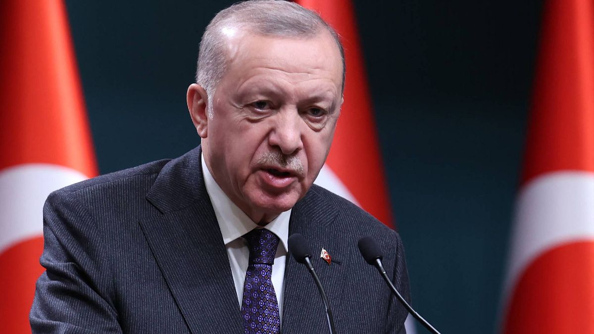 الرئيس التركي رجب طيب أردوغان في المجمع الرئاسي في أنقرة، تركيا، 22 مارس 2022.