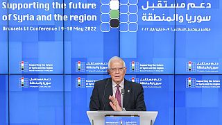EU foreign policy chief Josep Borrell holds a press conference after the meeting "Supporting the future of Syria and the region", in Brussels, Tuesday, May 10, 2022. 